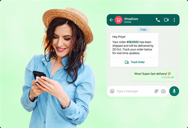 WhatsApp Business order tracking chat